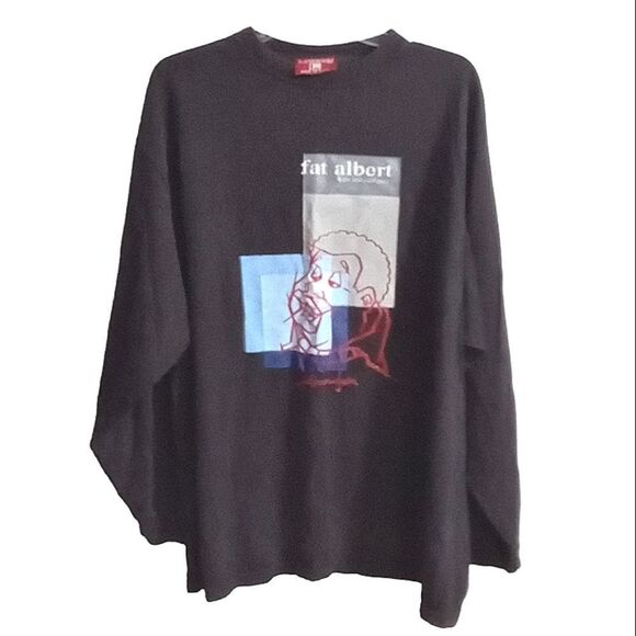 Platinum Fubu Fat Albert Men's Long Sleeve Tee Shirt Size XXL Faded Black - Picture 1 of 8